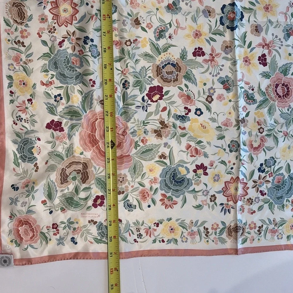 Vintage Smithsonian Institute Floral Silk Scarf 31